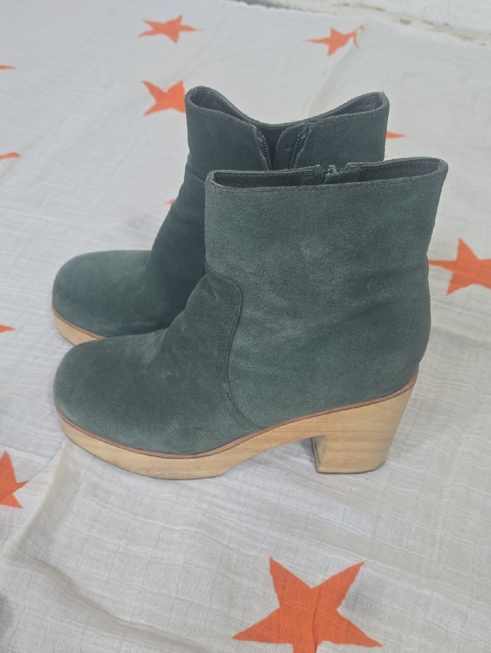 Charlotte Stonw Size 9 Women's Suede Ankle Boots in Dark Green